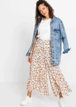 Damen bonprix Kurzgrößen|Bekleidung·Kleider|Palazzo-Hose aus fließender Viskose