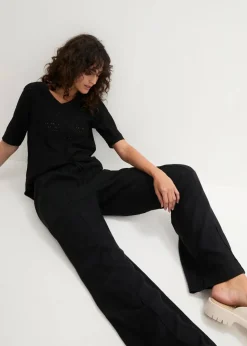 Damen bonprix Bekleidung·Kleider|Hosen|Palazzo-Hose aus leichtem Leinen-Viskose-Mix