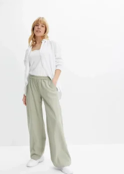 Damen bonprix Bekleidung·Kleider|Hosen|Palazzo-Hose aus Leinen