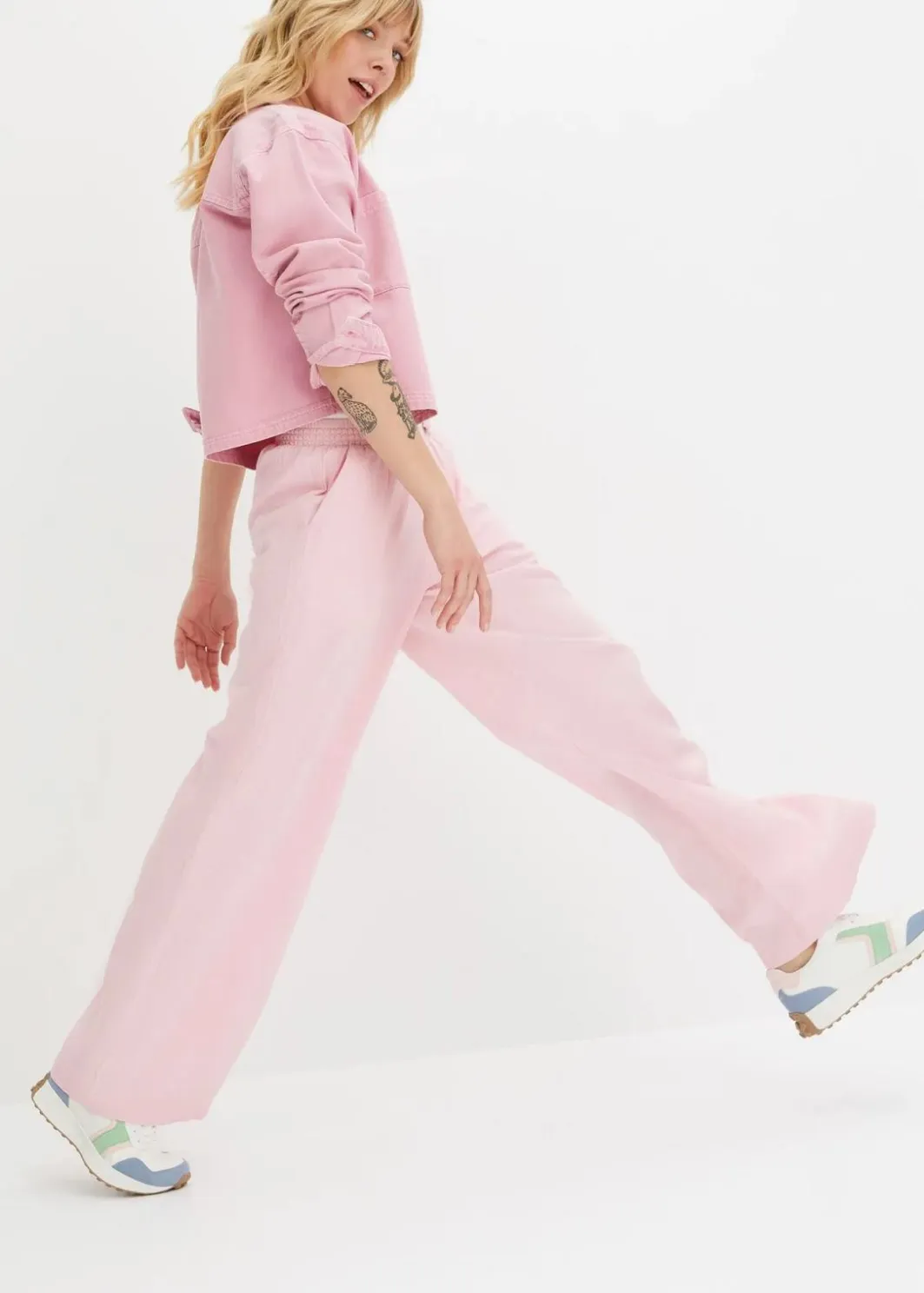 Damen bonprix Hosen|Bekleidung·Kleider|Palazzo-Hose aus Leinen