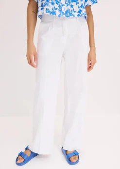 Damen bonprix Hosen|Bekleidung·Kleider|Palazzo-Hose aus Leinen-Mix