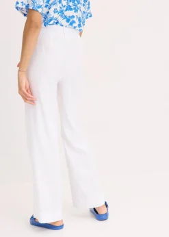 Damen bonprix Hosen|Bekleidung·Kleider|Palazzo-Hose aus Leinen-Mix