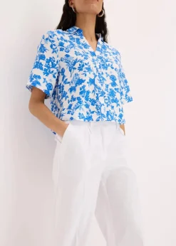 Damen bonprix Hosen|Bekleidung·Kleider|Palazzo-Hose aus Leinen-Mix