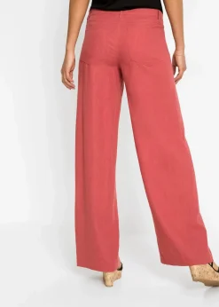 Damen bonprix Kurzgrößen|Bekleidung·Kleider|Palazzo-Hose aus luftigem Leinen-Mix