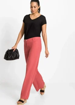Damen bonprix Kurzgrößen|Bekleidung·Kleider|Palazzo-Hose aus luftigem Leinen-Mix