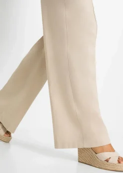 Damen bonprix Kurzgrößen|Bekleidung·Kleider|Palazzo-Hose aus luftigem Leinen-Mix
