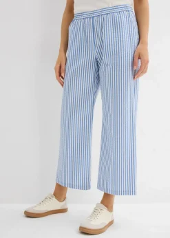 Damen bonprix Hosen|Bekleidung·Kleider|Palazzo-Hose aus Seersucker, 7/8 Länge