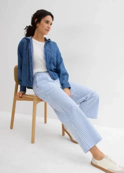 Damen bonprix Hosen|Bekleidung·Kleider|Palazzo-Hose aus Seersucker, 7/8 Länge