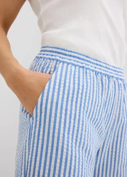 Damen bonprix Hosen|Bekleidung·Kleider|Palazzo-Hose aus Seersucker, 7/8 Länge