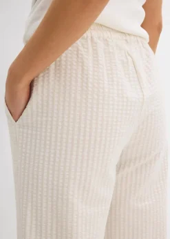 Hot Palazzo-Hose aus Seersucker, 7/8 Länge Damen Bekleidung·Kleider|Hosen
