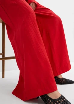 Damen bonprix Hosen|Zweiteiler & Sets|Palazzo-Hose aus strukturiertem Crinkle-Viskose-Mix