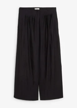 Damen bonprix Bekleidung·Kleider|Zweiteiler & Sets|Palazzo-Hose aus strukturiertem Crinkle-Viskose-Mix