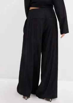 Damen bonprix Bekleidung·Kleider|Zweiteiler & Sets|Palazzo-Hose aus strukturiertem Crinkle-Viskose-Mix