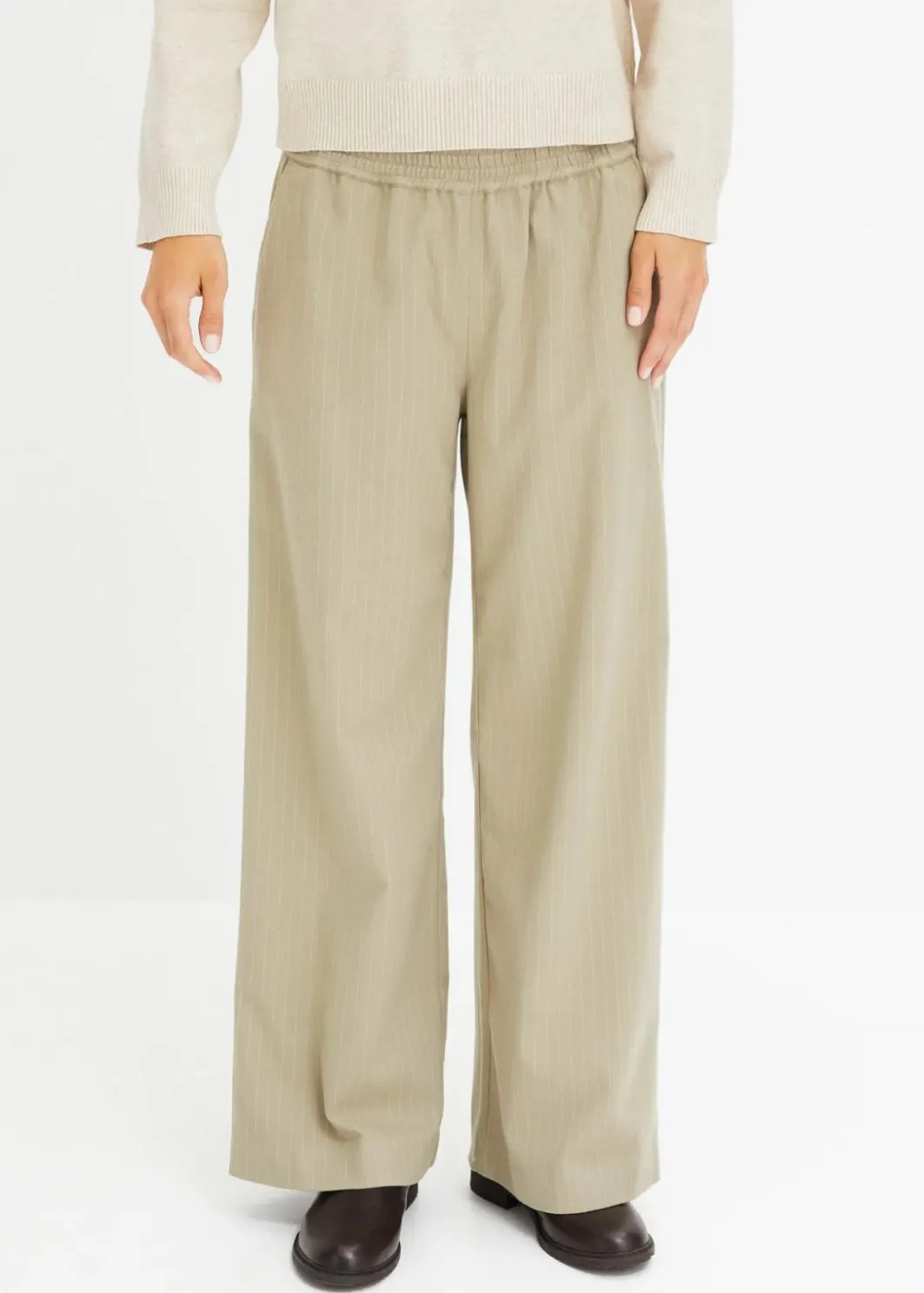 Damen bonprix Bekleidung·Kleider|Nachhaltigere Materialien|Palazzo-Hose in Wolloptik