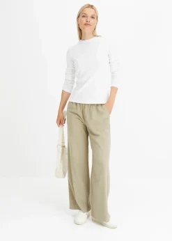 Damen bonprix Bekleidung·Kleider|Nachhaltigere Materialien|Palazzo-Hose in Wolloptik