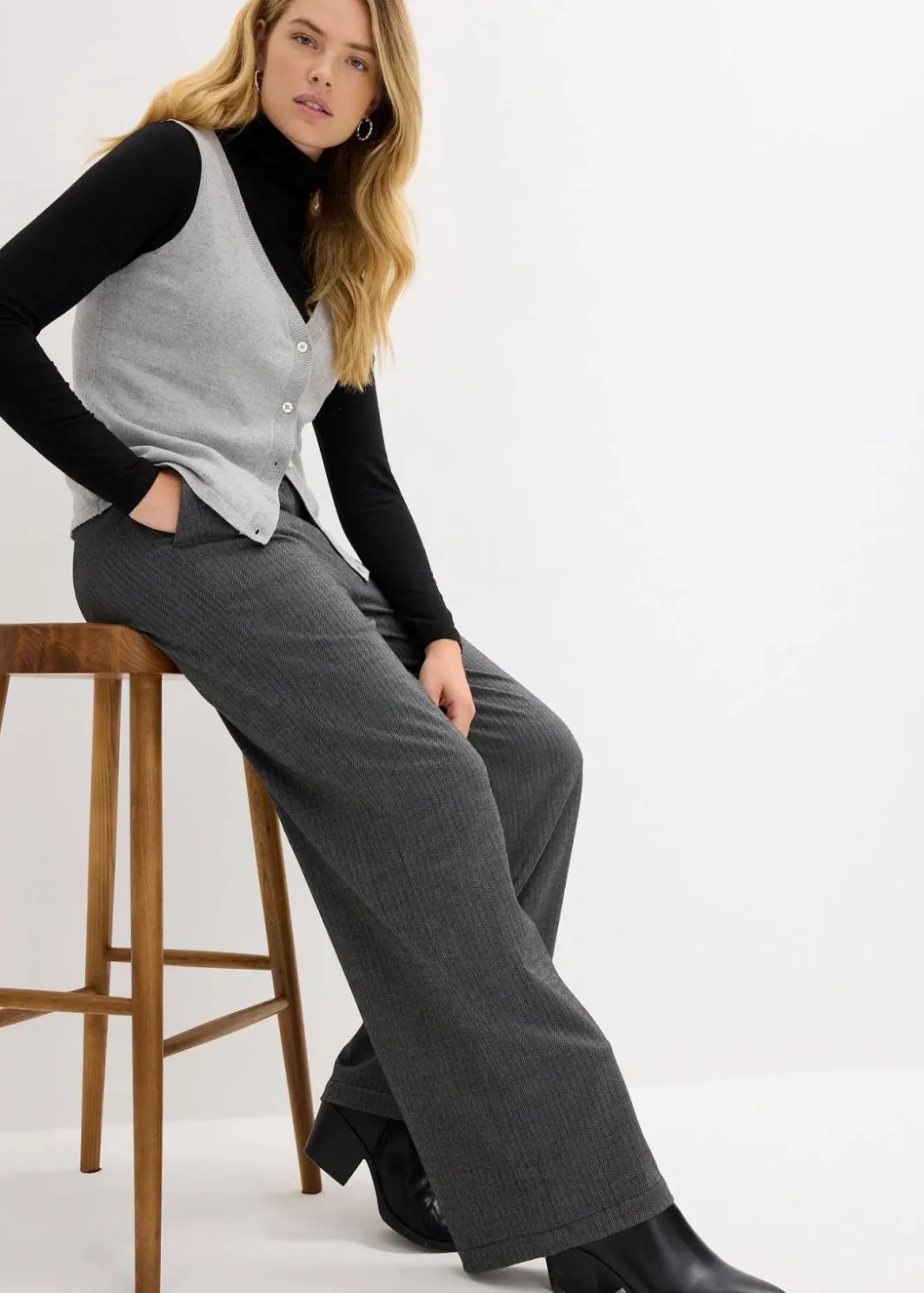 Damen bonprix Bekleidung·Kleider|Hosen|Palazzo-Hose mit Bequembund