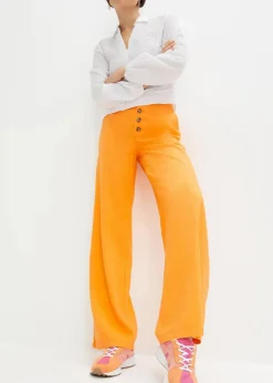Damen bonprix Hosen|Bekleidung·Kleider|Palazzo-Hose mit Leinen