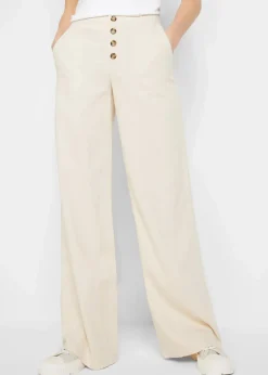 Best Palazzo-Hose mit Leinen Damen Bekleidung·Kleider|Hosen