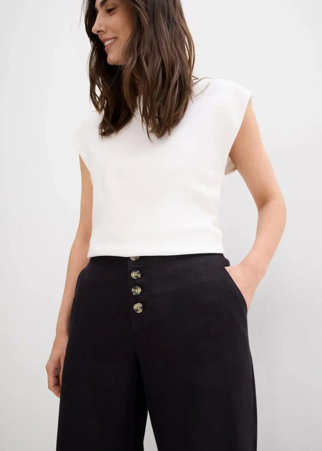 Damen bonprix Hosen|Bekleidung·Kleider|Palazzo-Hose mit Leinen