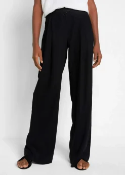 Outlet Palazzo-Hose mit Leinen, sehr weit geschnitten Damen Bekleidung·Kleider|Hosen