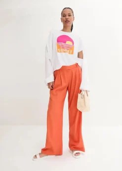 Damen bonprix Hosen|Bekleidung·Kleider|Palazzo-Hose mit Leinen, sehr weit geschnitten