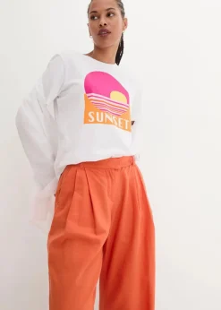Damen bonprix Hosen|Bekleidung·Kleider|Palazzo-Hose mit Leinen, sehr weit geschnitten