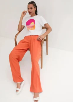 Damen bonprix Hosen|Bekleidung·Kleider|Palazzo-Hose mit Leinen, sehr weit geschnitten