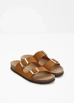 Damen bonprix Sommerschuhe|Nachhaltigere Materialien|Pantoletten aus Veloursleder