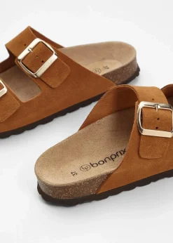 Damen bonprix Sommerschuhe|Nachhaltigere Materialien|Pantoletten aus Veloursleder