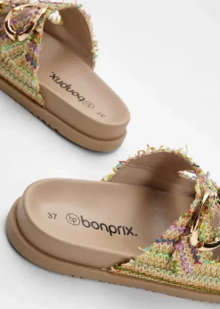 Damen bonprix Strandmode|Sommerschuhe|Pantoletten in Bast-Optik