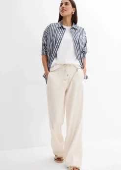 Damen bonprix Bekleidung·Kleider|Hosen|Paperbag-Hose aus luftigem Leinen-Mix