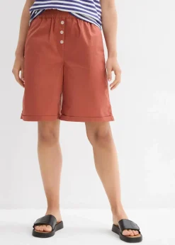 Damen bonprix Hosen|Shorts|Papertouch-Bermuda aus Baumwoll-Mix