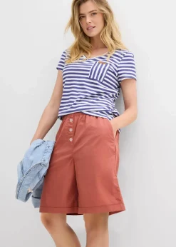Damen bonprix Hosen|Shorts|Papertouch-Bermuda aus Baumwoll-Mix