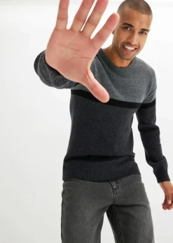Best pflegeleichter Rundhalspullover im Colourblocking-Design Herren Große Größen|Pullover & Strickjacken