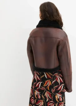 Damen bonprix Jacken & Mäntel|Pilotenjacke aus Lammfellimitat