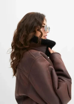 Damen bonprix Jacken & Mäntel|Pilotenjacke aus Lammfellimitat