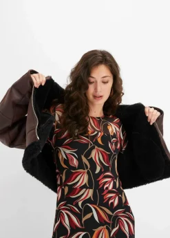 Damen bonprix Jacken & Mäntel|Pilotenjacke aus Lammfellimitat