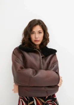 Damen bonprix Jacken & Mäntel|Pilotenjacke aus Lammfellimitat