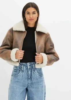Clearance Pilotenjacke aus Lammfellimitat Damen Jacken & Mäntel