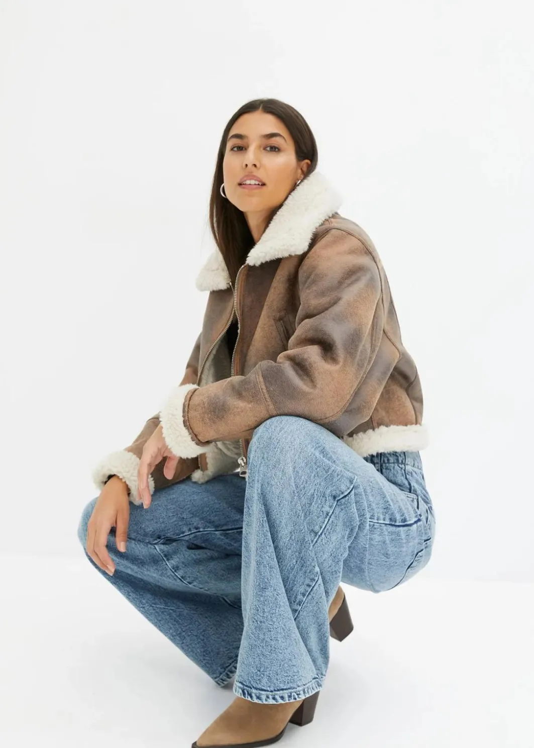 Clearance Pilotenjacke aus Lammfellimitat Damen Jacken & Mäntel