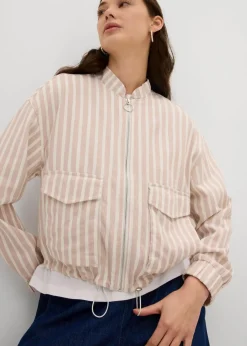 Damen bonprix Jacken & Mäntel|Pilotenjacke in Leinenoptik