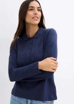 Damen bonprix Bekleidung·Röcke|Nachhaltigere Materialien|Piqué-Poloshirt aus reiner Bio-Baumwolle