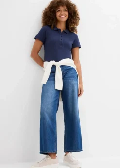 Damen bonprix Nachhaltigere Materialien|Shirts & Tops|Piqué-Poloshirt aus reiner Bio-Baumwolle