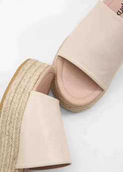 Damen bonprix Sommerschuhe|Plateau-Pantoletten in Bast-Optik