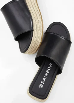 Damen bonprix Sommerschuhe|Plateau-Pantoletten in Bast-Optik