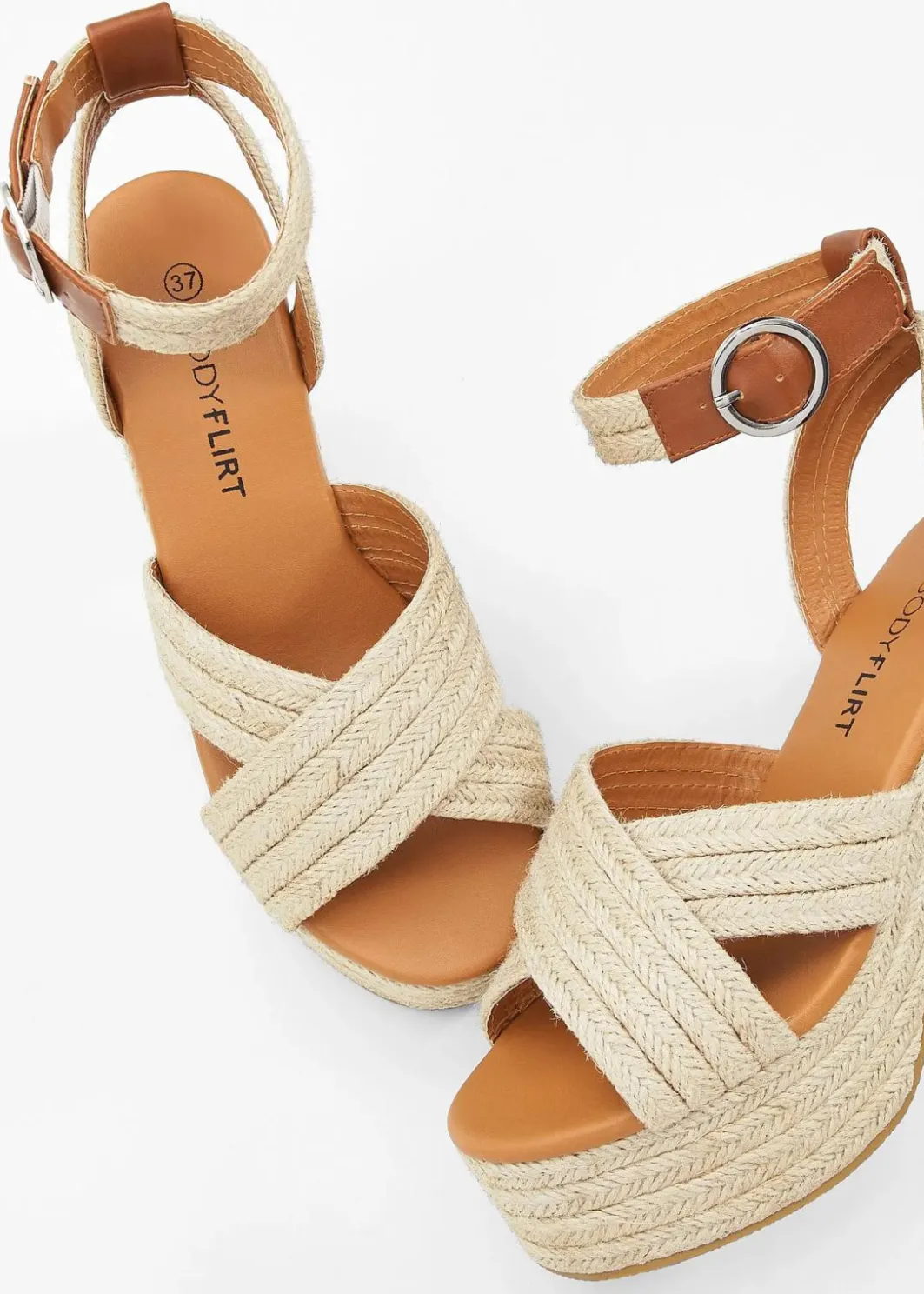 Outlet Plateau-Sandaletten in Bast-Optik Damen Sommerschuhe
