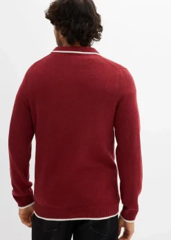 Herren bonprix Pullover & Strickjacken|Große Größen|Polo Pullover mit recycelter Baumwolle