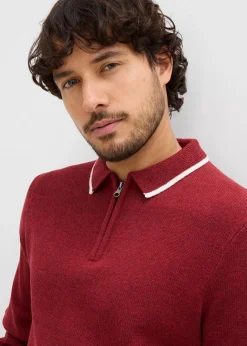 Herren bonprix Pullover & Strickjacken|Große Größen|Polo Pullover mit recycelter Baumwolle