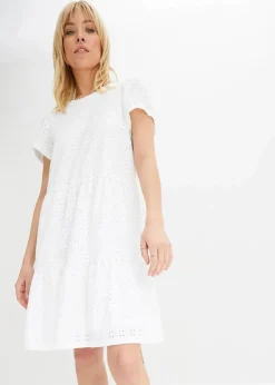 Damen bonprix Bekleidung·Pullover & Strickjacken|Kleider|Polokleid mit Lochstickerei