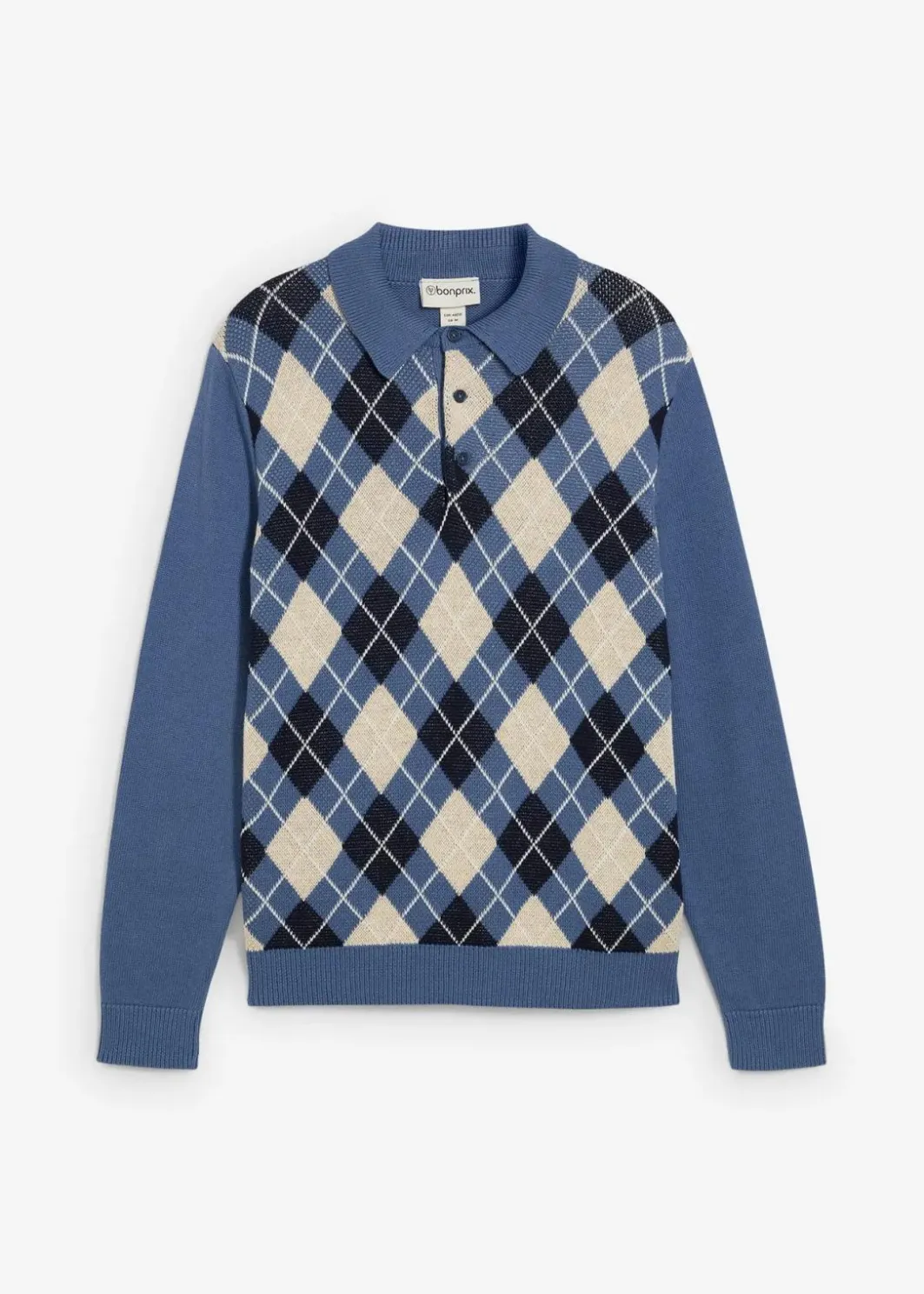 Best Polo-Pullover mit Argyle-Muster aus reiner Baumwolle Herren Große Größen|Pullover & Strickjacken